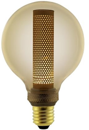 Suprema, Lampada Decorativa Twilight Effetto Lanterna Accesa, Attacco E27, Tensione 220-240V, Luce Calda 1800K, Potenza 3W, 94x144mm, Non Dimmerabile (Ambrata)