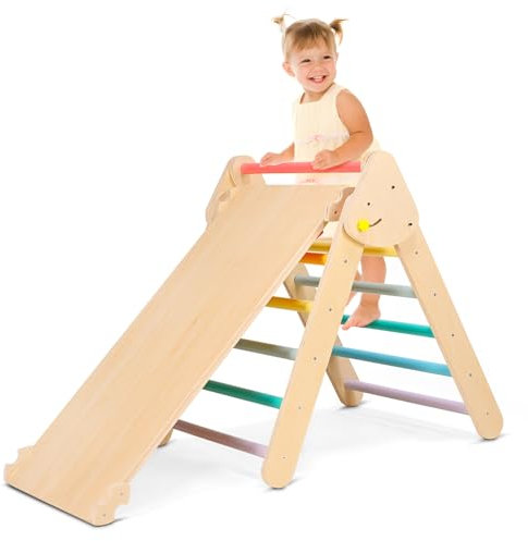 nmoiww Struttura da Arrampicata per Bambini 2 in 1, Struttura da arrampicata triangolare, Giocattoli da arrampicata,Palestre Montessoriano e Arrampicata Indoor per Bambini