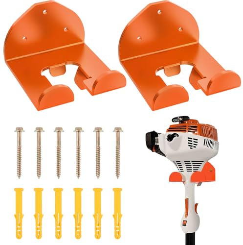 RO6G Weedeater Hanger for Garage Wall, Garage Organizer Trimmer Rack, Weed Wacker Holder, Weed Eater Holder Wall Mount for Grass Trimmer, Hedge Trimmer, Garage Trimmer Garden Tools - 2 Pack