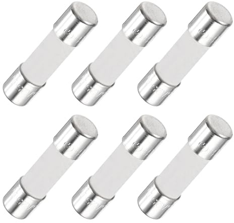 QUARKZMAN 6-pack keramisk säkring 1,6 A, trög finsäkring 5 x 20 mm glassäkring 250 V för lampor, elektronik