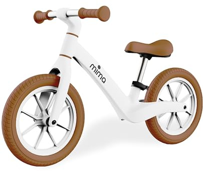 Mima Bicicleta Sin Pedales Niño 2 a 6 Años | Ligera y Ajustable | Aprendizaje de Equilibrio | Bici Infantil Antipinchazos | Regalo Ideal Bebé y Niños (Blanco)
