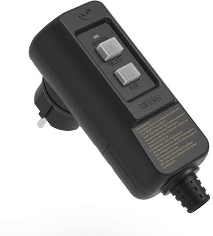 ConnecRCD FI-Schutzschalter Personenschutzstecker (PRCD) 30mA 16A IP54 mit 0,1s Auslösezeit– Sicherer Schutz für Haushaltsgeräte, elektrische Rasenmäher, medizinische Geräte