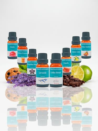 Aceites esenciales cosmeticos para Velas, Jabones y Bombas de Baño – Mix de Aromas Populares (8 × 15 ml / 120 ml Total)