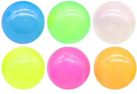 Husoiuy Lot De 6 Balles Anti-Stress Lumineuses Et Adhésives - Jouet À Lancer Au Plafond, Rebondissant, Idéal pour La Décoration De Fêtes Et Les Jeux Nocturnes