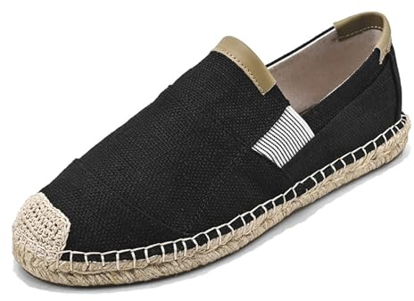 Chaussures de loisirs pour homme - Baskets en lin respirant - Espadrilles élégantes - Chaussures de pêche pour le quotidien, Noir , 41 EU