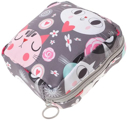 SKISUNO Bolsa de Almacenamiento para Compresas Higiénicas Portátil Pequeña Diseño de Dibujos Animados, Multifuncional para Toallas Sanitarias y Artículos Personales, Adecuado para Viaje