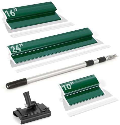 Flächenspachtel Set med teleskopstång, Glättkelle Set 25/40/60 cm, rostfritt stål Spachtelkelle för torrmur, vägg- och takglättare, professionell putsverktyg för putsning & spackling (25+40+60 cm)