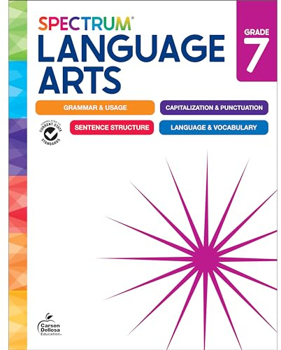 Spectrum Grade 7 Language Arts Workbook, ELA Middle School Books for Kids Ages 12-13 Covering Grammar, Vocabulary, Sentence Structure, Parts of Speech, and More, Classroom or Homeschool Curriculum
