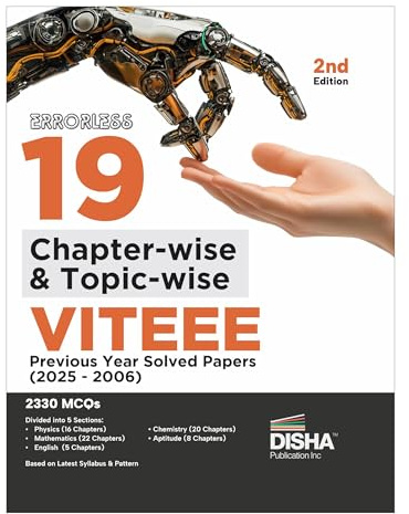 Disha Errorless 19 Chapter-wise & Topic-wise VITEEE Previous Year Solved Papers (2025 - 2006) 2nd Edition | Physics, Chemistry, Mathematics, English & Aptitude 2330 PYQs Question Bank for 2026 Exam