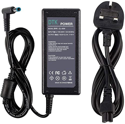 DTK 45W HP Laptop Charger HP 741727-001 740015-003 HSTNN-DA40 19.5V 2.31A AC Adapter with Power Cable Power Supply for HP Pavilion Elitebook Probook Stream Laptop Charging Cable【Interface：4.5 X 3.0mm】