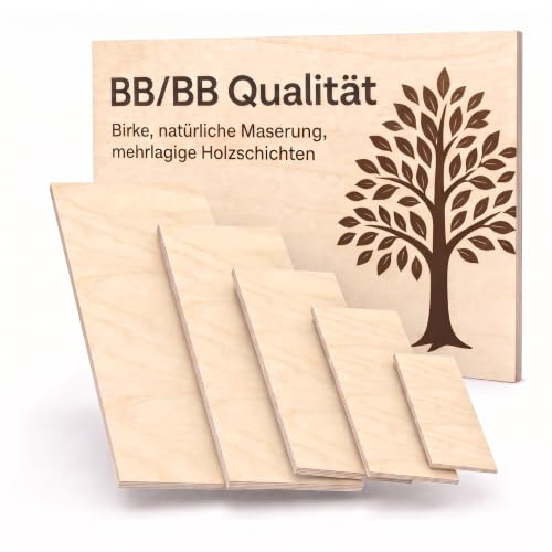 AUPROTEC 50x70 cm Multiplex Holzplatte aus Birke | BB/BB Qualität | 3mm | mehrlagig querverleimt, astarme Oberfläche, naturbelassen zum Schleifen, Ölen und Beizen, ideal für Möbelbau, Werkstatt, DIY