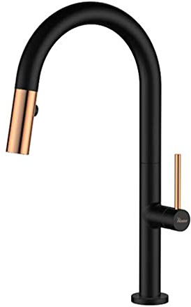 PHASAT Küchenarmatur Schwarz, Spültischarmatur mit Brause, Ausziehbar Zwei Funktion 360 drehbar Wasserhahn Küch, PTKB01E