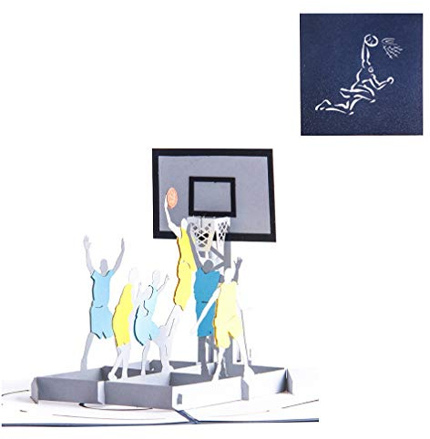 DEESOSPRO® [Tarjeta de Cumpleaños [Tarjeta de Aniversario] [Tarjeta de Graduación] con Patrón Emergente 3D Creativo, Regalo para Cumpleaños, Graduación, Navidad, Día del Padre (Jugar baloncesto)