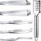 6-Piece Fish Bone Tweezers Set - Stainless Steel Tongs, Scraper, Flat & Slant Tweezers, Pliers for Chef & Seafood