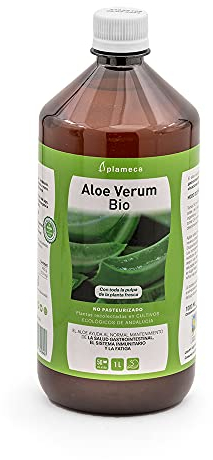 PLAMECA Aloe Verum Bio, Salud Gastrointestinal, Sistema Inmunitario y Situaciones de Fatiga, Jugo puro Aloe Vera con Pulpa y Sin Aloína 100% BIO, 1L