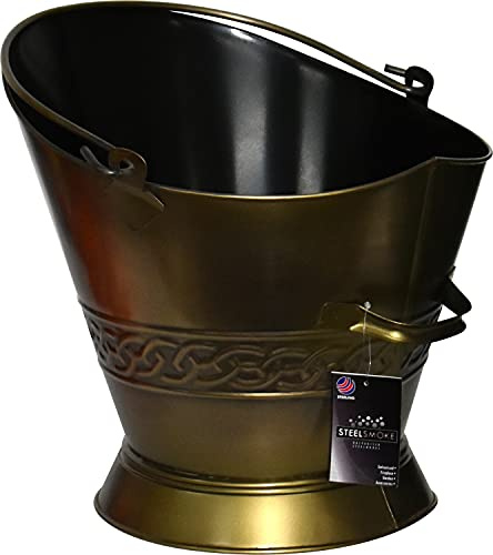Heavy Duty Metal Fireplace Round Coal Scuttle Bucket Hod 37cm (Brass)