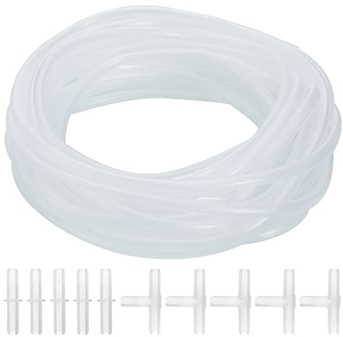 Kuaman 10M Soft Standard Oxygen Airline Tubing with 10PCS Connectors, 4 * 6MM Clear Aquarium Air Line Hose Air Pump Accessories for Fish Tank