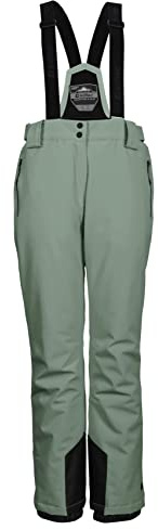 Killtec Femme Pantalon de Ski Fonctionnel avec Bretelles Amovibles, Protection des Bords et Jupe Pare-Neige Ksw 249 WMN Ski Pnts, Vert Gris, 38, 37559-000