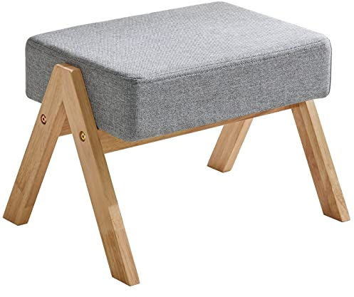 YMYNY Fußhocker, Ottoman klein, Schuhe Wechselhocker, Hilfsfußhocker, Typ A Moderner Stabiler Holzfußhocker für Ruhefüße, für Wohnzimmer, Schlafzimmer, 40×28×30CM Blassblau HBD022B