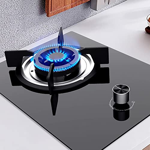 Placa de gas Placa de cocina de gas de 33 cm, quemador de anillo triple de 4,5 KW, placa de cocina de vidrio templado negro fácil de limpiar, para cocina casera de mesa/cocina individual incorpor