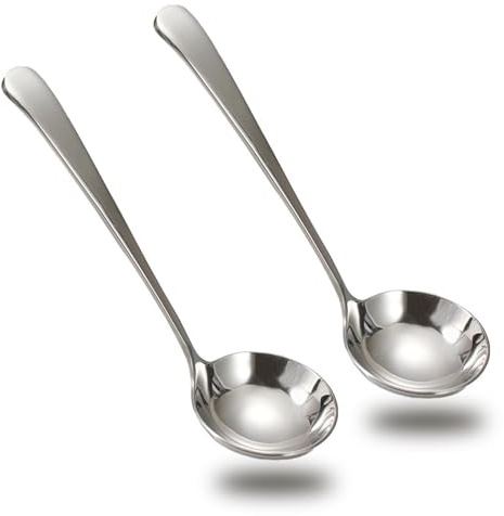 Asanta 2 PCS Small Soup Ladle, 7.7 Inch Sauce ladle, Durable 304 Stainless Steel Gravy Ladle Spoon, Mini Kitchen Serving Ladles for Sauces, Gravy, Salads, Soups, Desserts