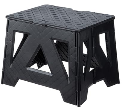 SHIMOYAMA Klapphocker, 9,6 Zoll (24.5 cm) Höhe Plastik Hocker für Erwachsene, 100 kg Tragfähigkeit, Campinghocker für Zuhause, Outdoor, Reisen, Picknick (Schwarz)