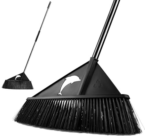 Silkyhose Heavy Duty Broom, Outdoor Broom with 51 Long Handle&Thicken Stiff Bristle, Street Sanitation Broom for Sweeping Weeds,Leaves Household Broom Cleaning Indoor Kitchen