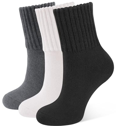 CLOSEMATE Womens Thick Full Cushioned Thermal Warm Boot Socks for Winter 3 Pairs(1Black 1Cream 1DarkGrey)