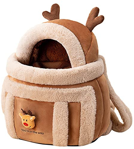 alloneslife Cage de transport pour chien Sac de voyage chaud d'hiver Sac à dos de transport portable Sac à bandoulière Transporteur en peluche pour chaton avec ouverture sur le dessus