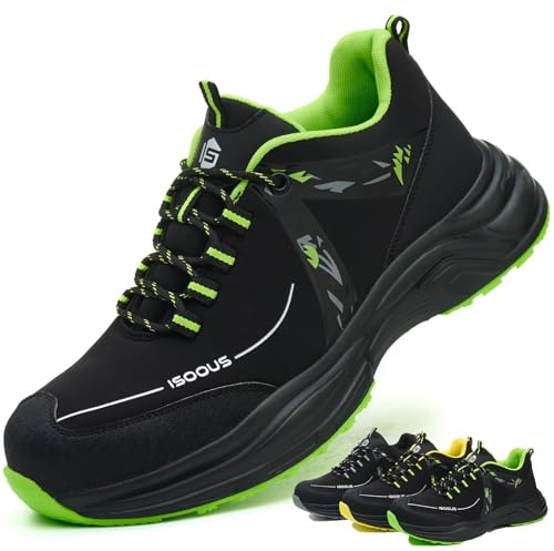 Zapatos de Seguridad para Hombre Mujer Zapatillas Trabajo Ligero Calzado Trabajo con Punteras de Acero Antideslizante Verde 36