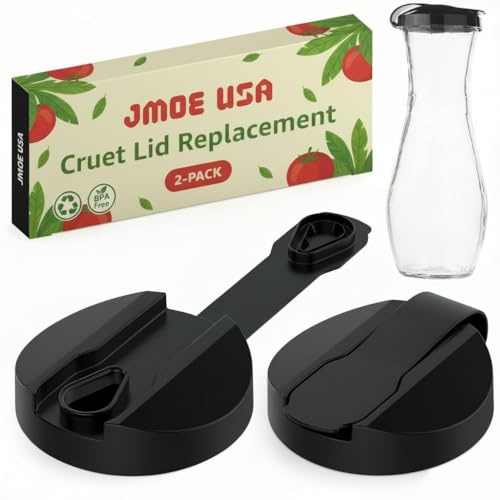 Jmoe USA Replacement Lids For Good Seasons Salad Dressing Cruet Glasses | Food-Grade Plastic | Tight Fit & Closeable Cap | 2-Pack