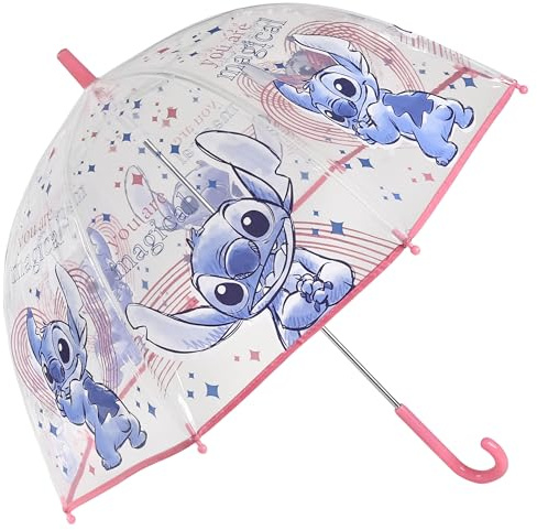 sarcia.eu Parapluie automatique pliant transparent, pour enfants (Stitch)