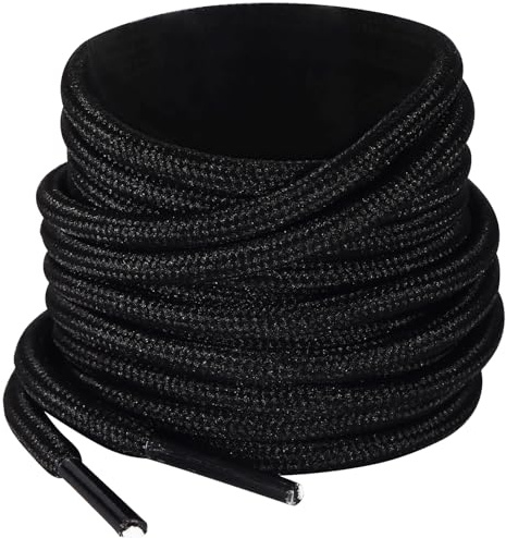 Shecret Lacets Ronds pour Bottes [2 Paires] - Lacets 4,5mm Anti-Dérapage et Indéchirables pour Chaussures de Randonnée, Travail & Sport (70-180 cm) - Homme/Femme