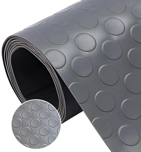Pavimento PVC Antiscivolo per Garage e Officina – Copripavimento bollato in Rotolo 1mtx20mt, Tappeto Protettivo Industriale per Magazzino, Auto e Fai da Te ANTRACITE
