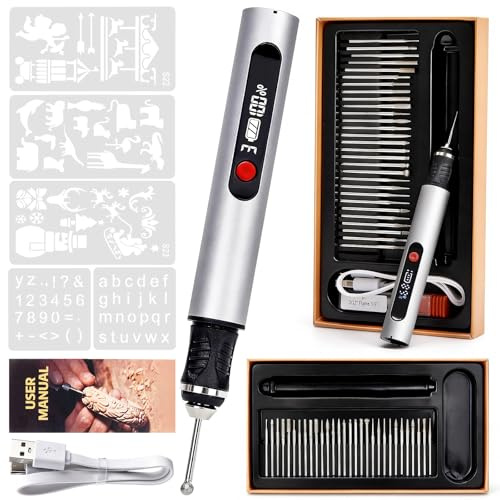 Stylo Graveur électrique Sans Fil, Kit D'outil De Gravure Rechargeable USB-C Avec 3 Vitesses Réglables, Mini Outil Rotatif Portable Pour Bricolage Sur Métal, Verre, Bois, Bijoux Le Broyage
