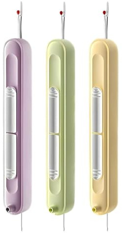 QEXUJOW Infila aghi,Set da 3 pezzi composto da infila-ago e scucitore 2 in 1, con design telescopico multifunzionale, adatto per cucito e maglieria.