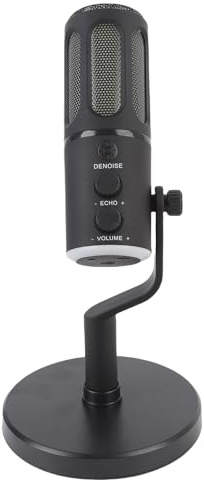 Naroote Microfono Dinamico RGB, Microfono Interfaccia USB XLR per PC Portatile con Copertura in Rete, Pickup Cardioide, Tasto Mute e Manopola Multifunzione, Supporto da Tavolo per Podcast in
