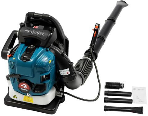 BTGSHYNM Aspirateur à feuilles à essence à sac à dos 75,6 cm³ 4 temps pour jardin | Moteur 4 temps 2600 W 850 m³/h - Débit d'air réglable à 180° - Réglage de la vitesse - Réservoir de carburant de 1,9 l
