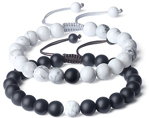 COAI partnerarmband av ädelstenar, avståndsarmband, 14 centimeters, Sten, Howlith Onyx