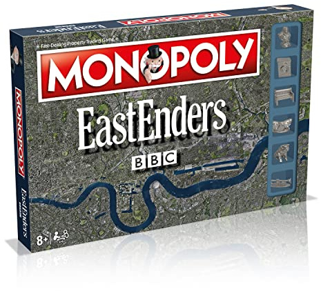 Winning Moves Eastenders Monopoly Board Game, Tour your favourite characters from the popular TV Soap, Invest in market stalls and Queen Vic pubs and reap the rewards, for ages 8 plus