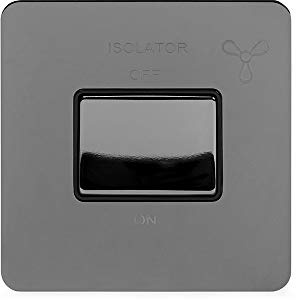 Soho Lighting Black Nickel Flat Plate 10A 1 Gang 1 Way 3-Pole Fan Isolator Switch Blk Ins Screwless