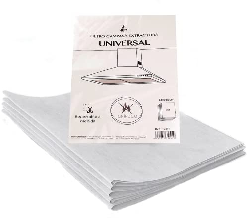 Anakel Home Universelle Papierfilter für Dunstabzugshauben 60x45cm | Zuschneidbar, Feuerfest | Enthält 5 Filter