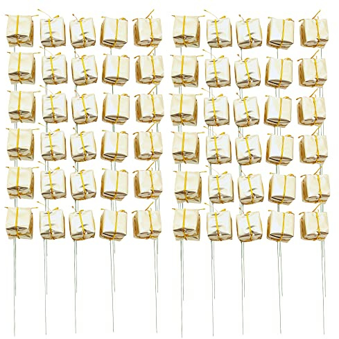 MIJOMA Lot de 60 mini cadeaux pour décoration florale, pour bricolage, composition florale, couronne de l'Avent (champagne)