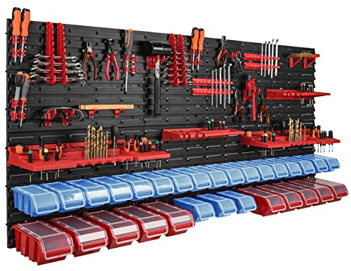 30 scatole impilabili da parete con coperchio in plastica da 178 x 78 cm, portautensili per garage