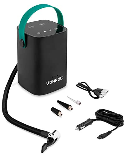 VONROC Mini compresseur sans fil 12V - batterie intégrée 2.0Ah - Affichage/jauge numérique