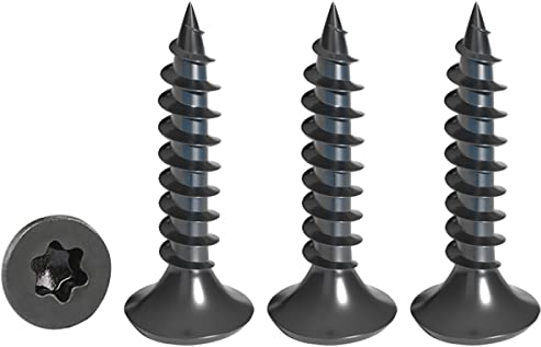 Drenky Vis pour bois Torx noir – 50 pièces M4 x 16 mm – Tête évasée en acier inoxydable A2 – Filetage complet pour panneaux de particules – Autotaraudeuses universelles TX20