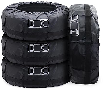 Geloo Reifentaschen Set 13-17 Zoll 4 Stück Reifenaufbewahrung Waterproof Staubdicht Autoreifenabdeckungen Reifenaufbewahrungstaschen für Sauberer Transport und Lagerung (Durchmesser 66 cm)