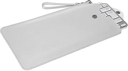 Geekria bärväska för tangentbord, kompatibel med Logitech MX Keys Mini/Mini för Mac/Pebble Keys 2 K380s, skyddande reseetui i veganskt läder (ljusgrå)