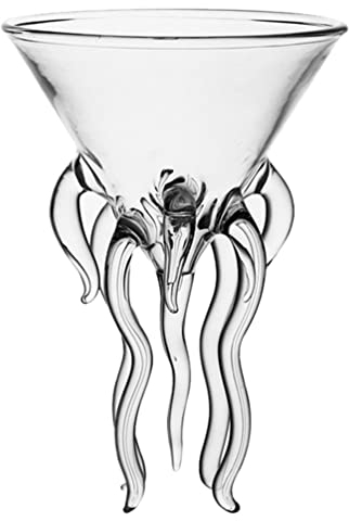 Amosfun Octopus Cocktail Glasses Jellyfish Martini Glasses Novelty Wine Goblet Drinking Glassware for Home Pub Bar Banquet Party Supplies Transparent