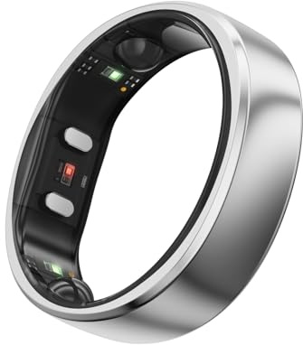 RingConn Gen 2 Smart Ring | Okänd sömnapnéspårning | 12 dagars batteritid | sömn-, puls- och stressspårning | Kvinnlig hälsa | Utan prenumeration | iOS/Android (Silver, storlek 14) | Ingen APP-prenumeration, 12-dagars batteritid, stress/hjärtfrekvens/kvinnors hälsomätare, Android och iOS kompatibel
